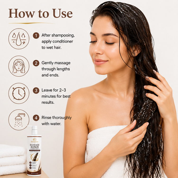 EvoraCare Damage Repair Conditioner for Dry, Weak & Brittle Hair, Nourishing Hair Conditioner for Smooth & Manageable Hair, Daily Hair Care Formula, 200 ml