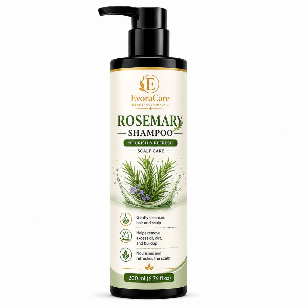 EvoraCare Rosemary Shampoo for Daily Scalp & Hair Care, Gentle Cleansing Shampoo with Rosemary-Inspired Formula, Refreshing Hair Cleanser for Men & Women, 200 ml