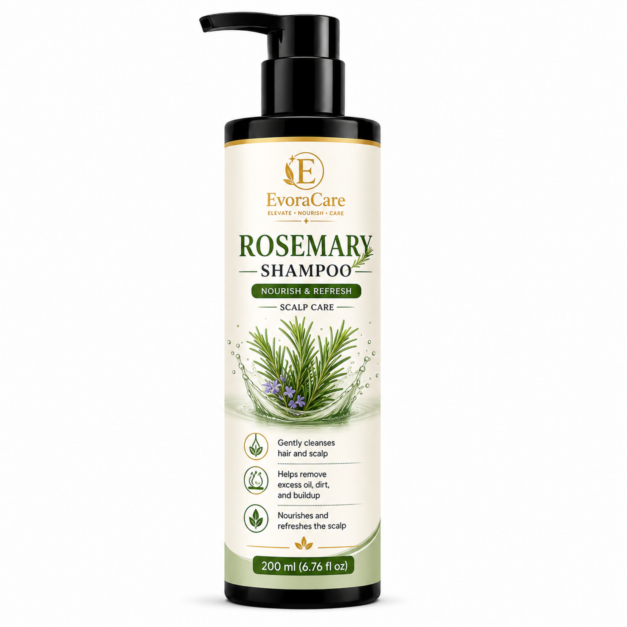 EvoraCare Rosemary Shampoo for Daily Scalp & Hair Care, Gentle Cleansing Shampoo with Rosemary-Inspired Formula, Refreshing Hair Cleanser for Men & Women, 200 ml