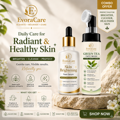 EvoraCare Brightening & Cleansing Combo | Skin Brightening Serum + Green Tea Face Wash.