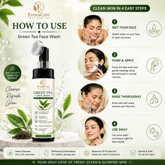 EvoraCare Brightening & Cleansing Combo | Skin Brightening Serum + Green Tea Face Wash.